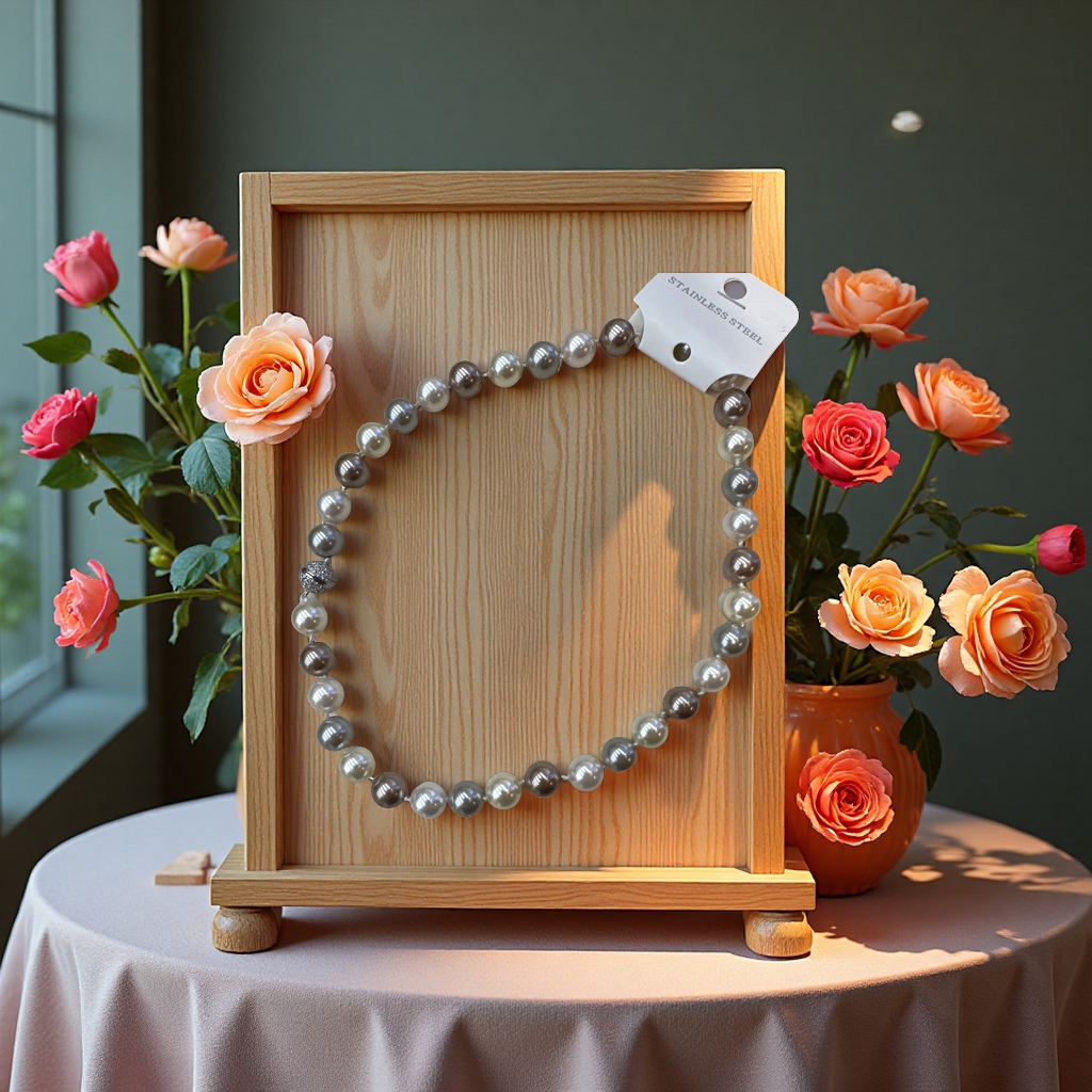 10mm beaded necklace, a fashionable, simple and natural pearl accessory for women, a versatile Korean-style long necklace accessory details Picture