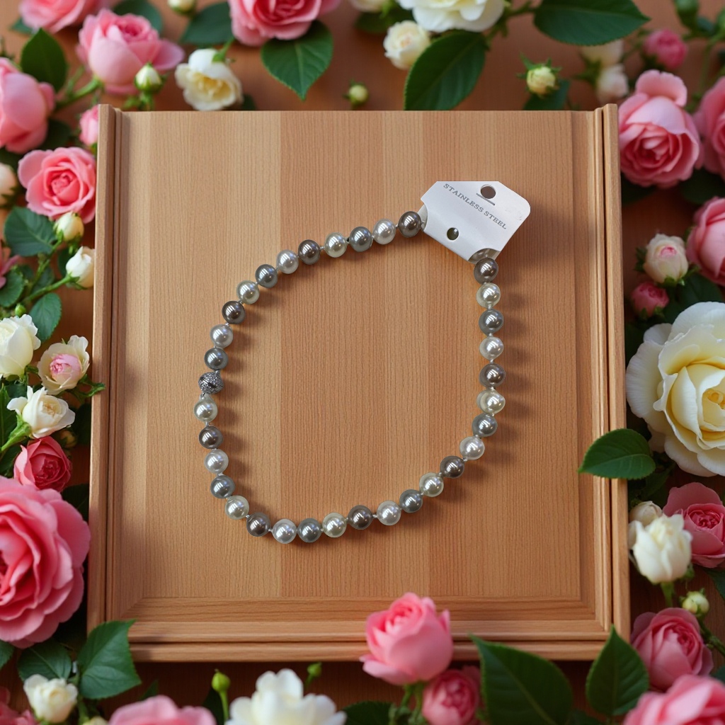 10mm beaded necklace, a fashionable, simple and natural pearl accessory for women, a versatile Korean-style long necklace accessory Specification image