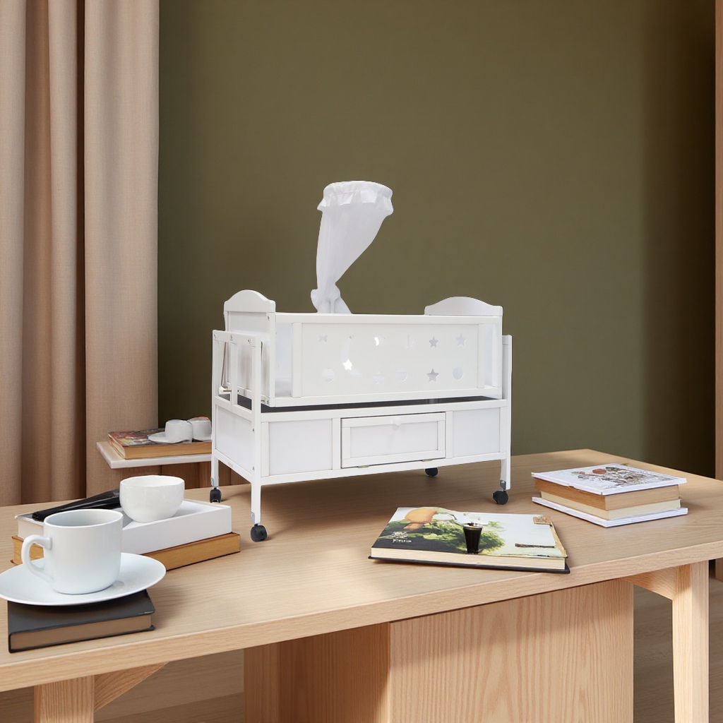 婴儿木床实木宝宝床婴儿床婴儿摇床儿童床带护栏环保无漆安全耐用多功能详情图1