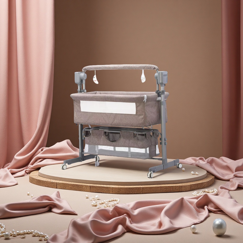 婴儿电动床多功能可调节宝宝婴儿摇篮婴儿床带音乐震动安抚床轻便实用