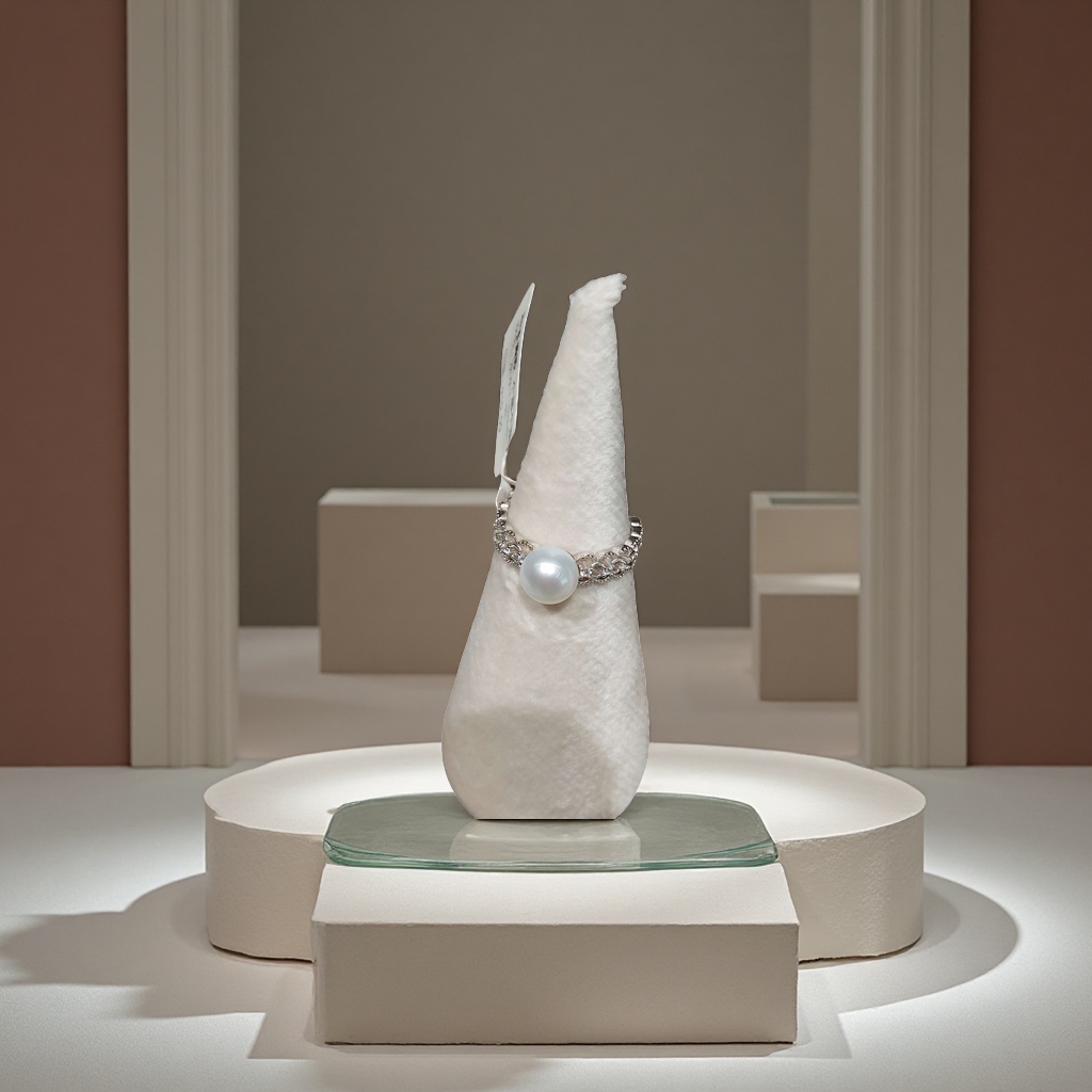 淡水7-8mm白色珍珠戒指 时尚优雅饰品女款简约百搭送礼品