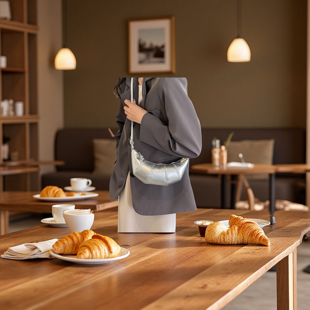 跨境外贸牛角包女包新款潮简约时尚斜挎饺子包百搭单肩箱包皮具男士手提包