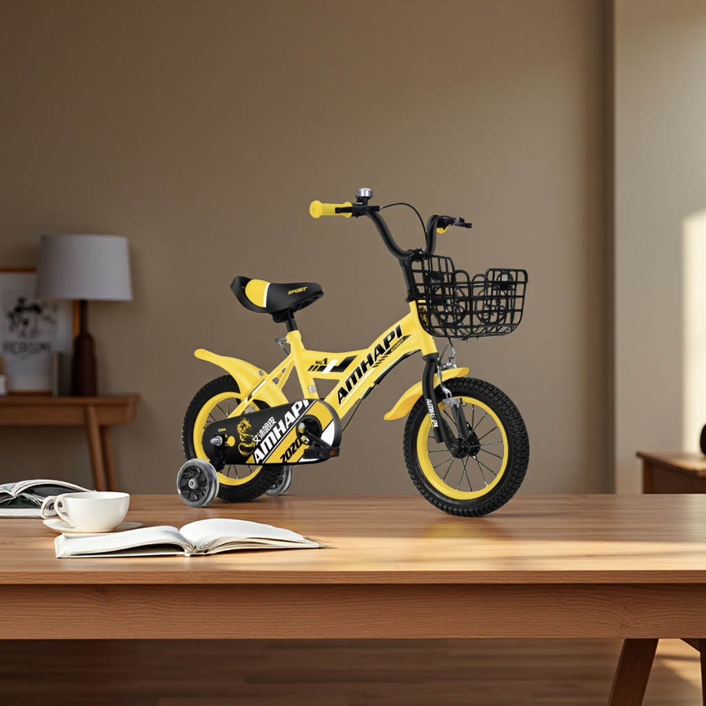 黄色儿童车安全耐用多功能宝宝童车适合室内外玩耍轻便易推 Specification image