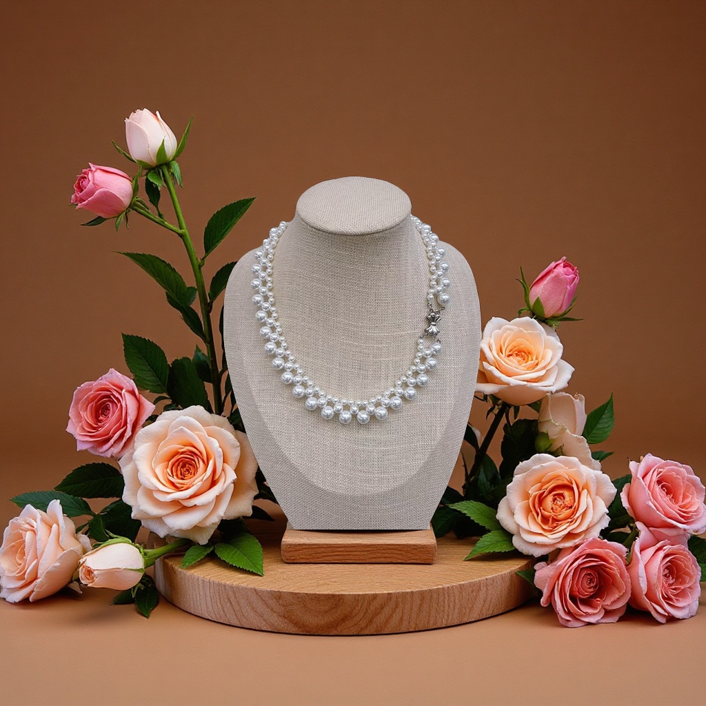 Shi Family Crystal Glass Bead Necklace is a fashionable, versatile and simple women's accessory. It's a long necklace that can be given as a gift details Picture
