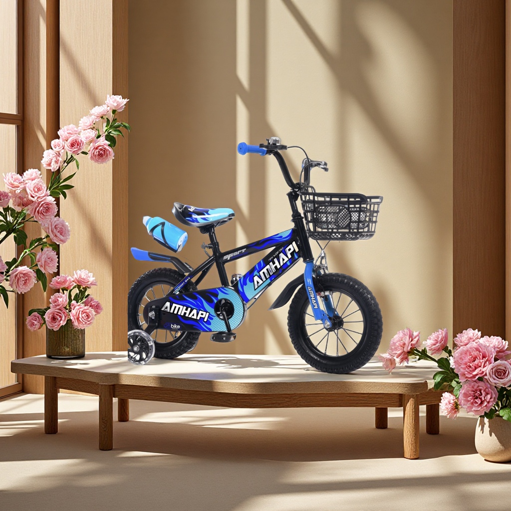 儿童自行车黑色蓝色安全耐用轻便适合学骑男女童款