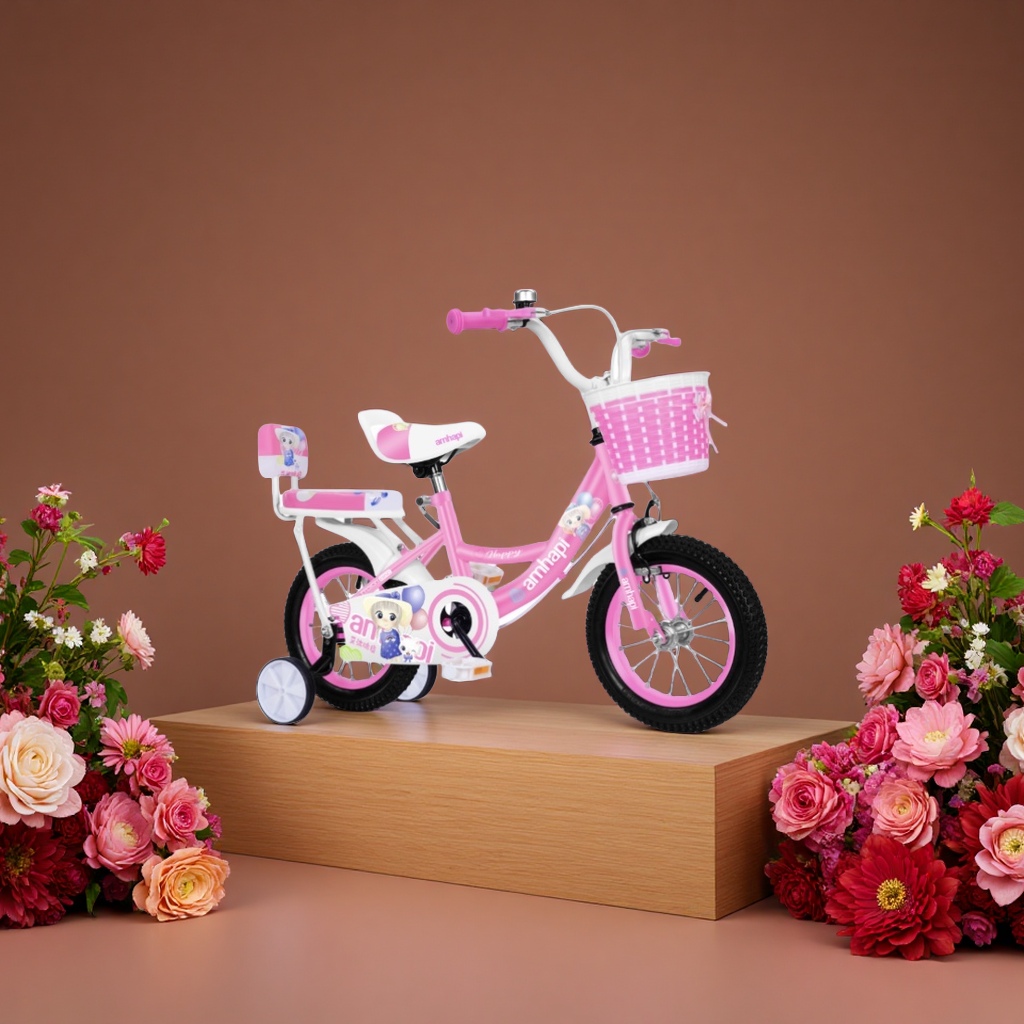 粉色儿童自行车女款童车安全耐用适合学步宝宝幼儿小孩玩具新款 Specification image