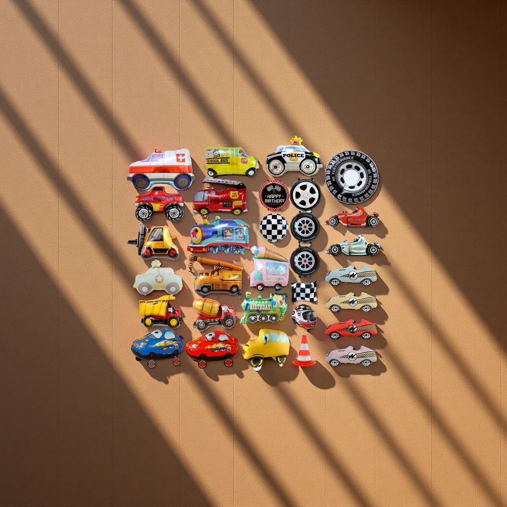 交通气球 铝膜气球 汽车摩托车轮胎装饰彩色气球派对庆典用品 适用各种交通主题场景