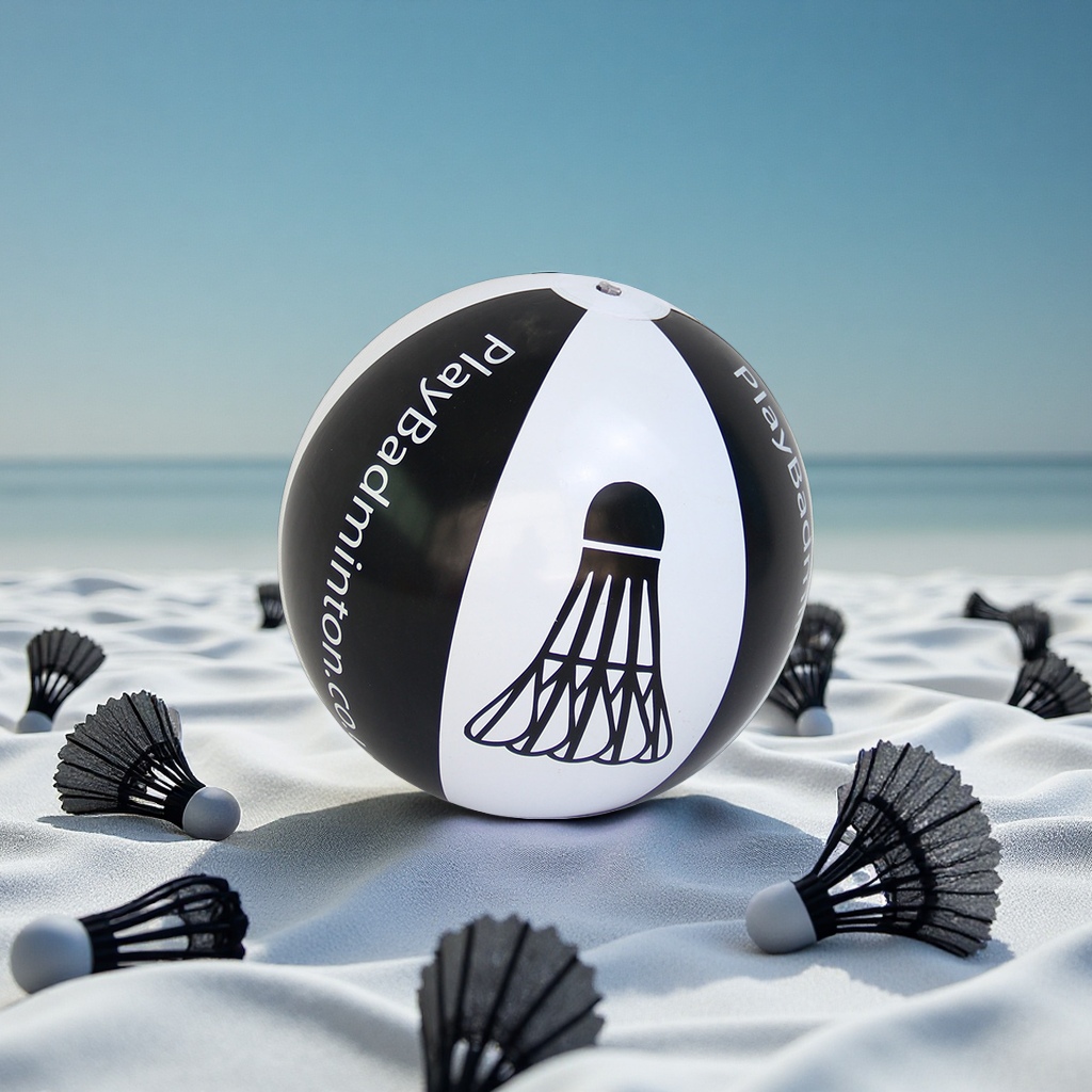 Customized white LOGO advertising inflatable balls, sports gifts, beach badminton and tennis supplies, outdoor activities, black badminton balls full figure