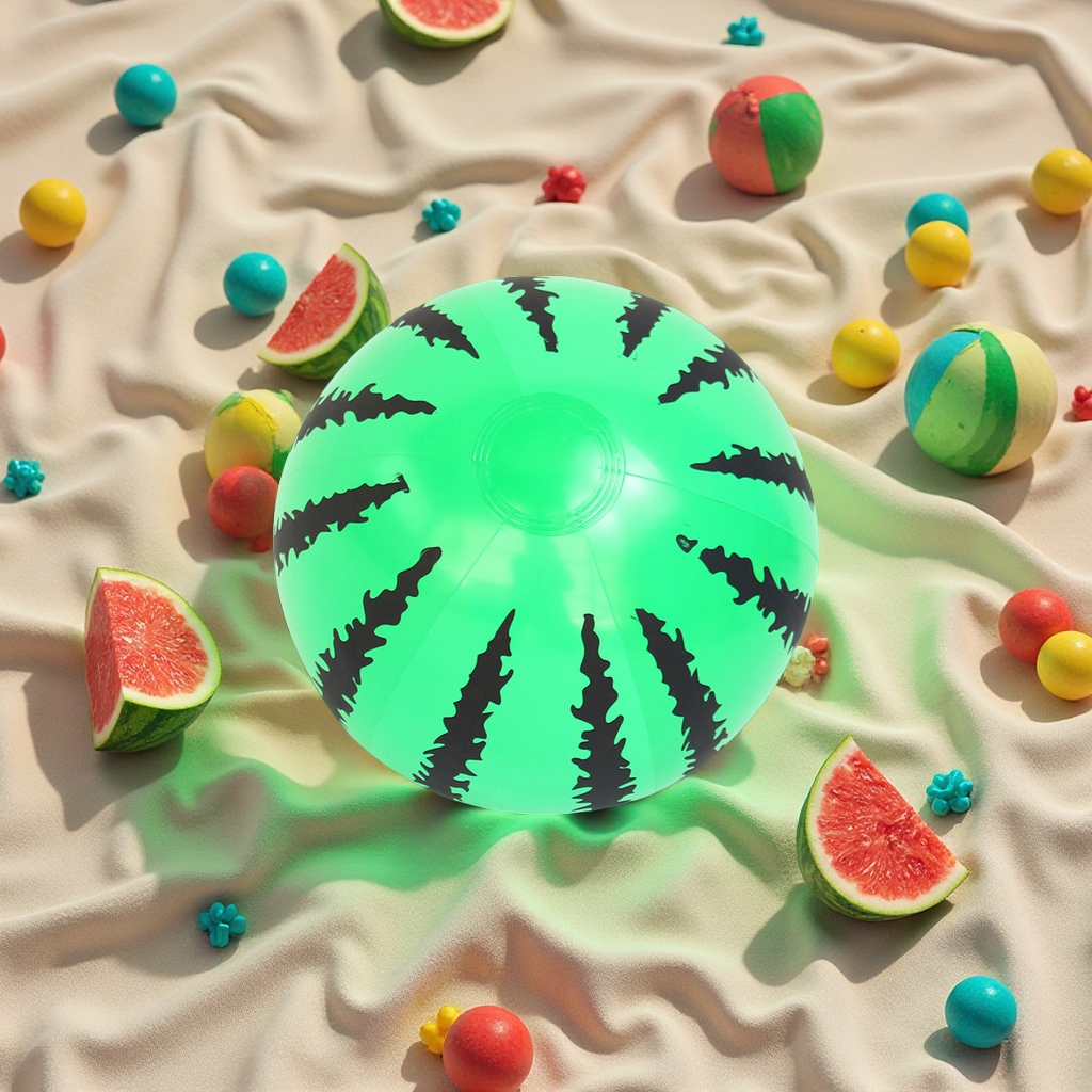 Hongyu Foreign Trade wholesale striped faux leather water balls, green inflatable PVC beach balls, water play toys, office cultural atmosphere decoration supplies thumbnail