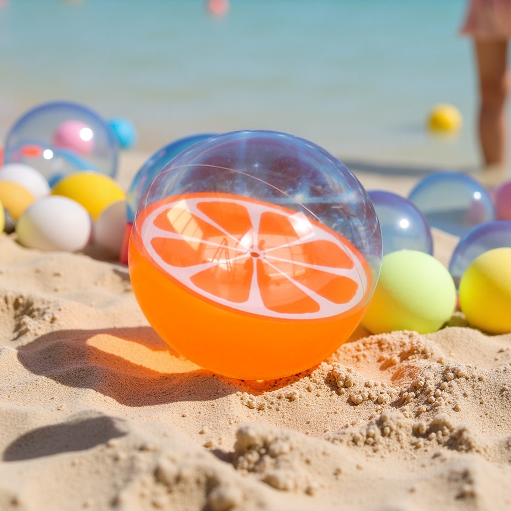 Customized lemon beach balls for foreign trade, 3D PVC inflatable orange fruit balls, transparent orange toys for leisure and entertainment details Picture
