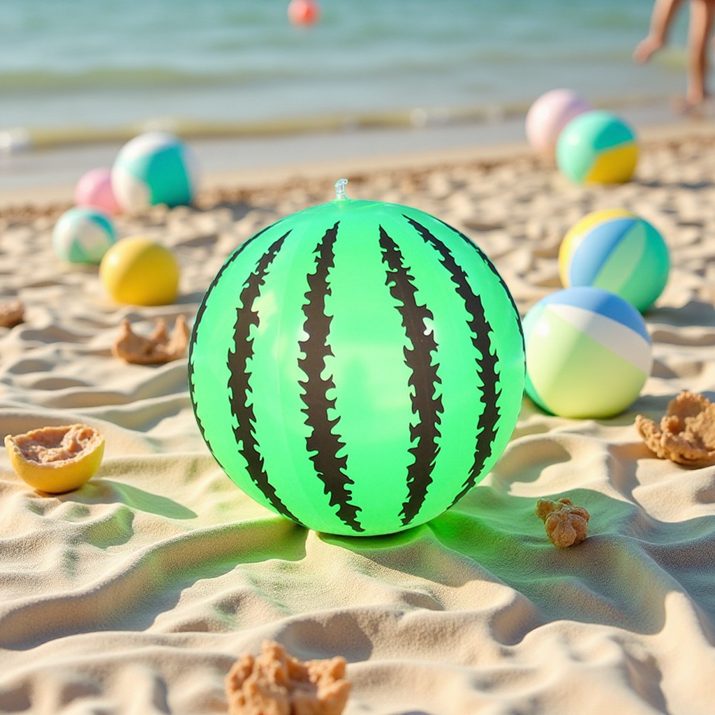 Hongyu Foreign Trade wholesale striped faux leather water balls, green inflatable PVC beach balls, water play toys, office cultural atmosphere decoration supplies details Picture