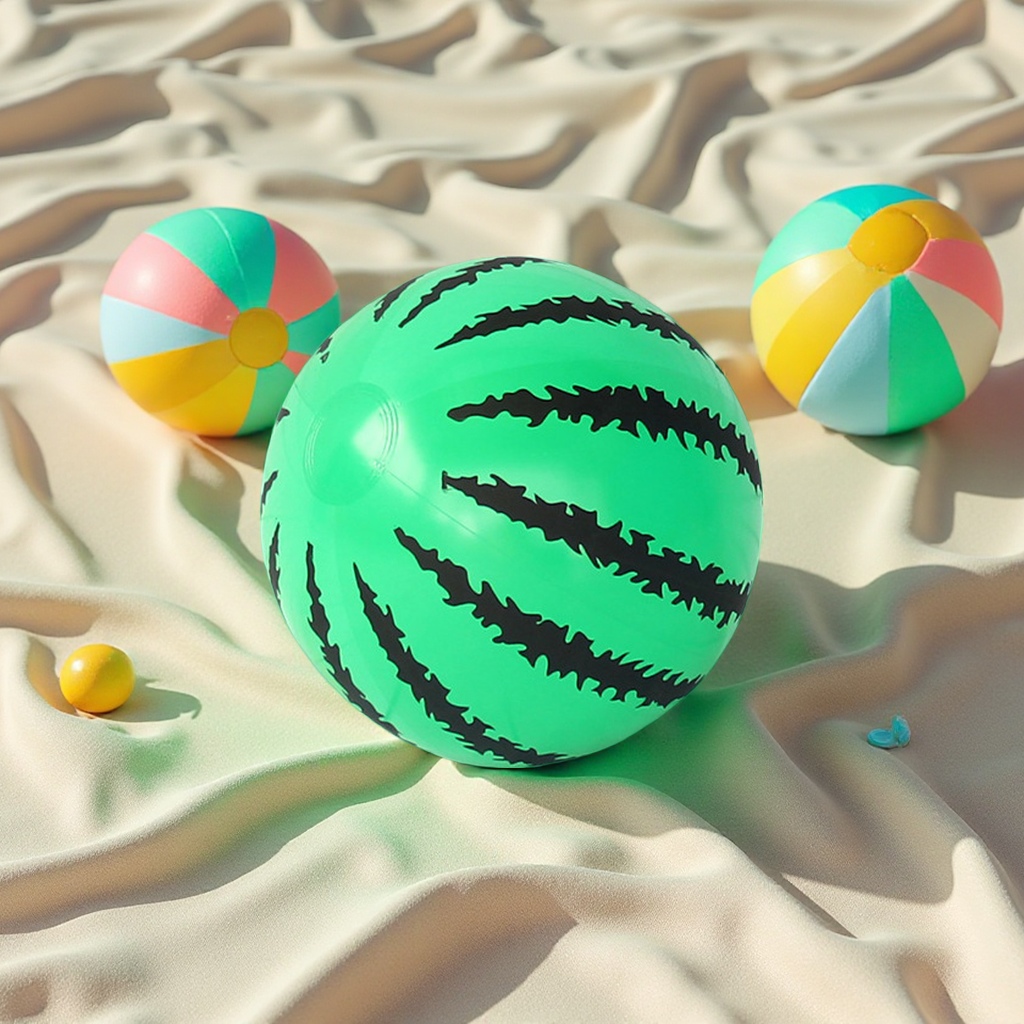 Hongyu Foreign Trade wholesale striped faux leather water balls, green inflatable PVC beach balls, water play toys, office cultural atmosphere decoration supplies Specification drawing