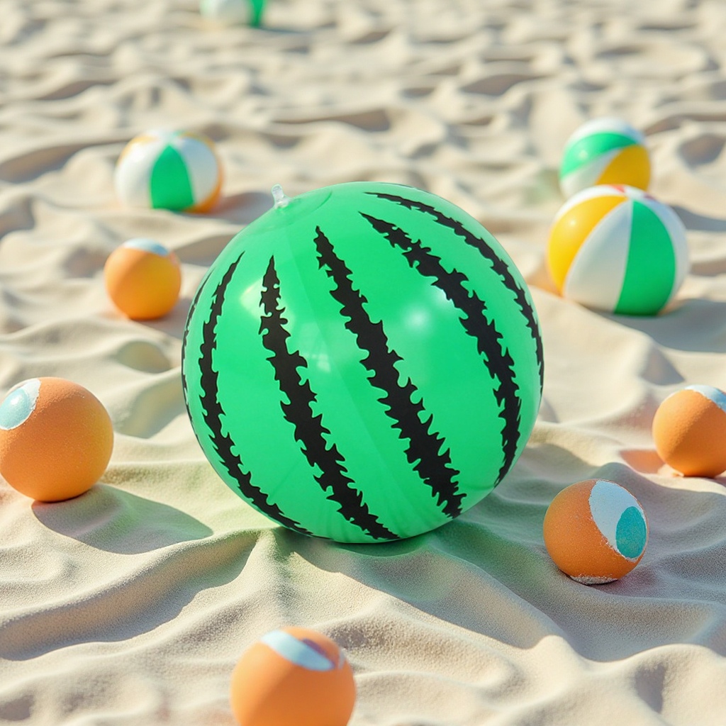 Hongyu Foreign Trade wholesale striped faux leather water balls, green inflatable PVC beach balls, water play toys, office cultural atmosphere decoration supplies Application Scenario