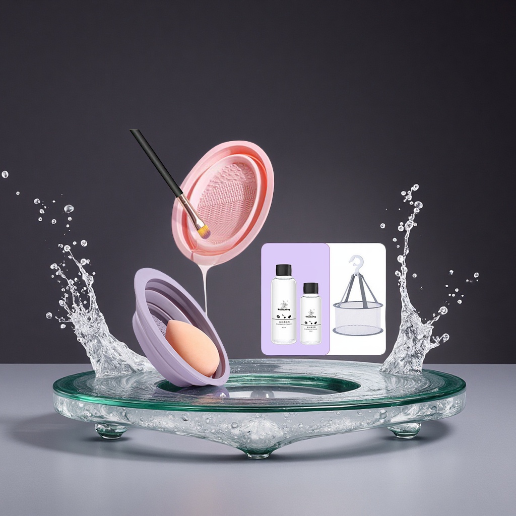 多功能化妆刷清洗器套装美妆蛋清洁神器折叠硅胶洗刷碗粉扑清洁液美容护肤彩妆工具