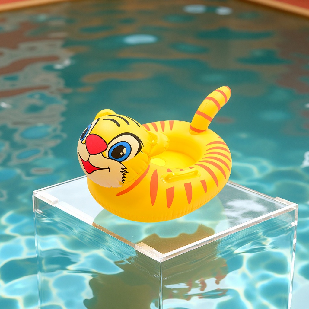 Tiger infant inflatable swimming boat, large baby prone boat with sitting boat manufacturer wholesale cartoon inflatable toys