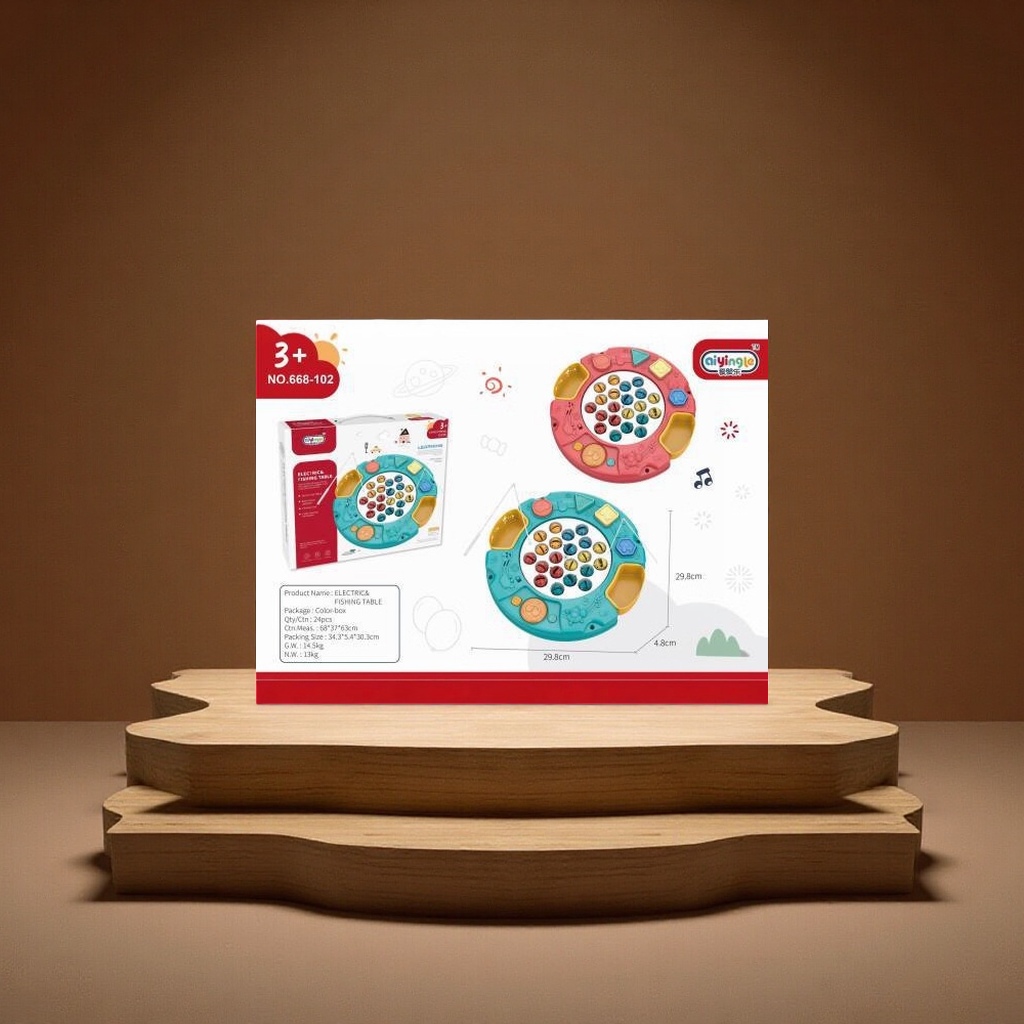过家家钓鱼玩具儿童电动音乐旋转磁性益智亲子游戏台多功能科教玩具