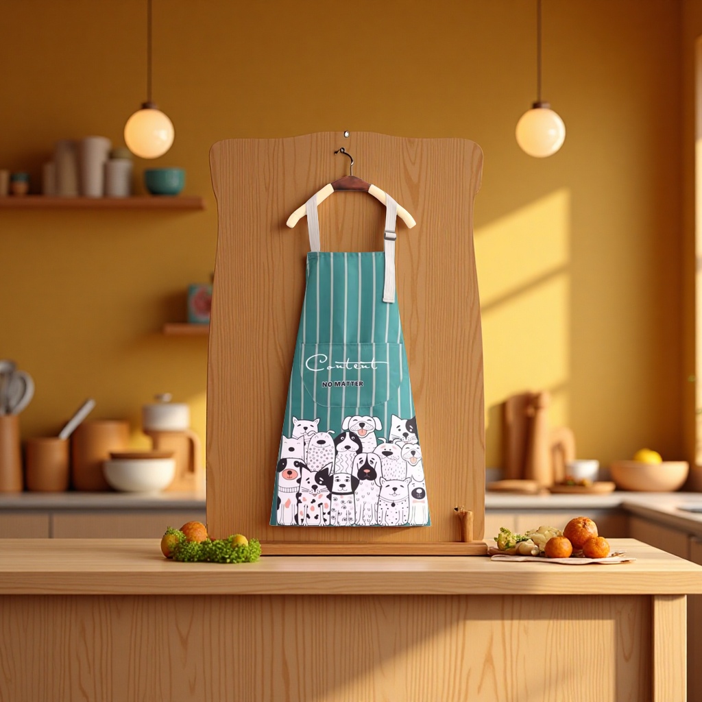 Multi-functional kitchen apron with heat transfer printing, creative anti-stain and durable daily necessities, practical kitchenware Application Scenario