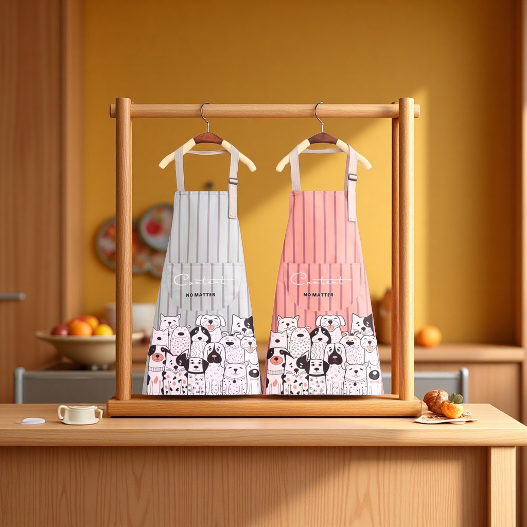 Multi-functional kitchen apron with heat transfer printing, creative anti-stain and durable daily necessities, practical kitchenware Item Picture