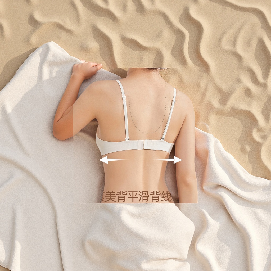 Summer thin, seamless lingerie, no steel rings, small chest, beautiful back, tapering, anti-sagging, thin shoulder straps, comfortable bra for women Specification image