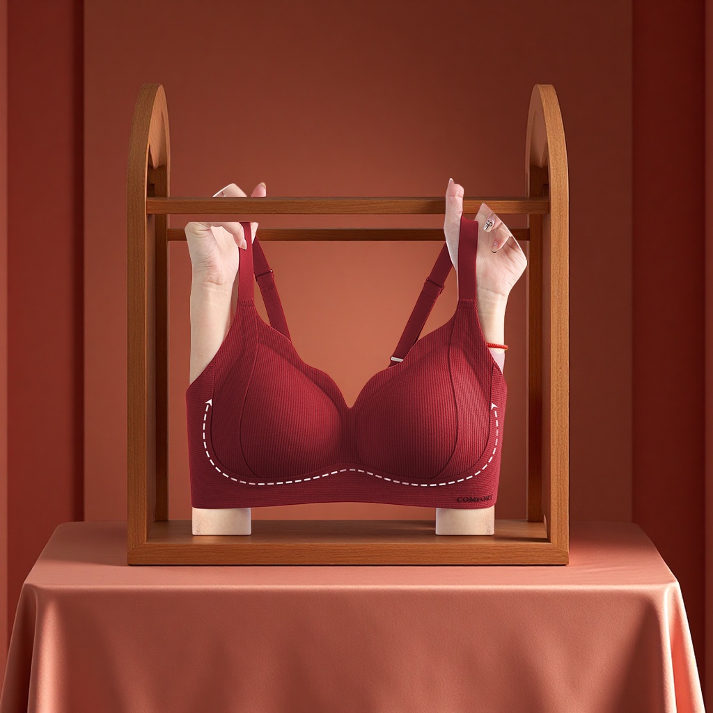 秋冬磨毛无痕聚拢文胸女收副乳提拉防下垂舒适软支撑套装