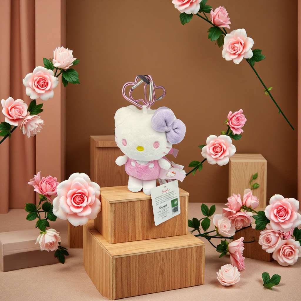 官方授权三丽鸥正版HelloKitty治愈系软萌毛绒玩具圣诞节限定KT猫毛绒玩偶软fufu正版凯蒂猫布娃娃潮流玩具马年潮白底实物图