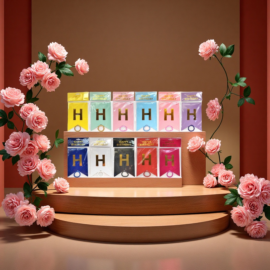 生日拉旗彩色装饰布条节日庆典悬挂装饰用品长条布旗多款可选