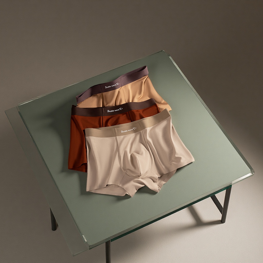 米兰2025新款纯色莫代尔男士平角裤中腰舒适四角短裤内裤男内衣