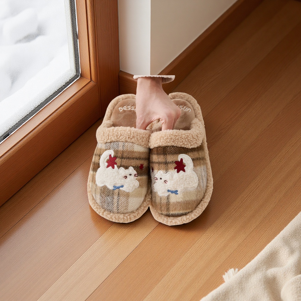 利达妮女款冬季棉拖鞋保暖室内居家毛绒男士男款新款2025年冬天舒适拖鞋