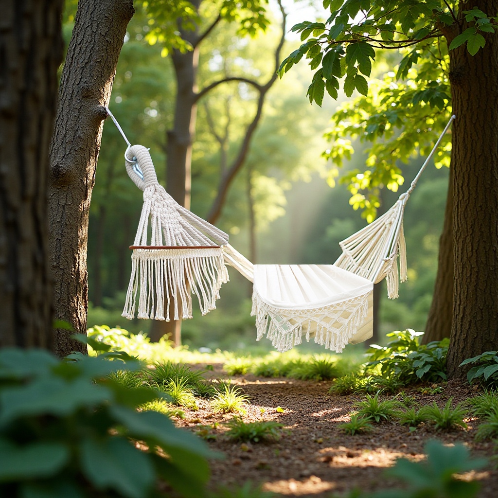 欧美风格流苏吊床户外折叠手工编织秋千帆布露营弯棒便携双人休闲椅批发细节图