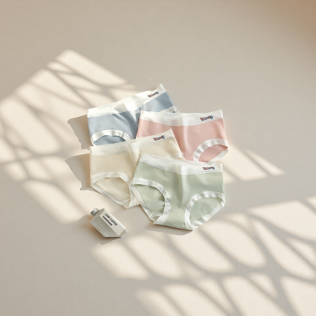 秋夏季纯棉透气女中腰无痕拼色档内裤亲肤舒适内衣女式内裤