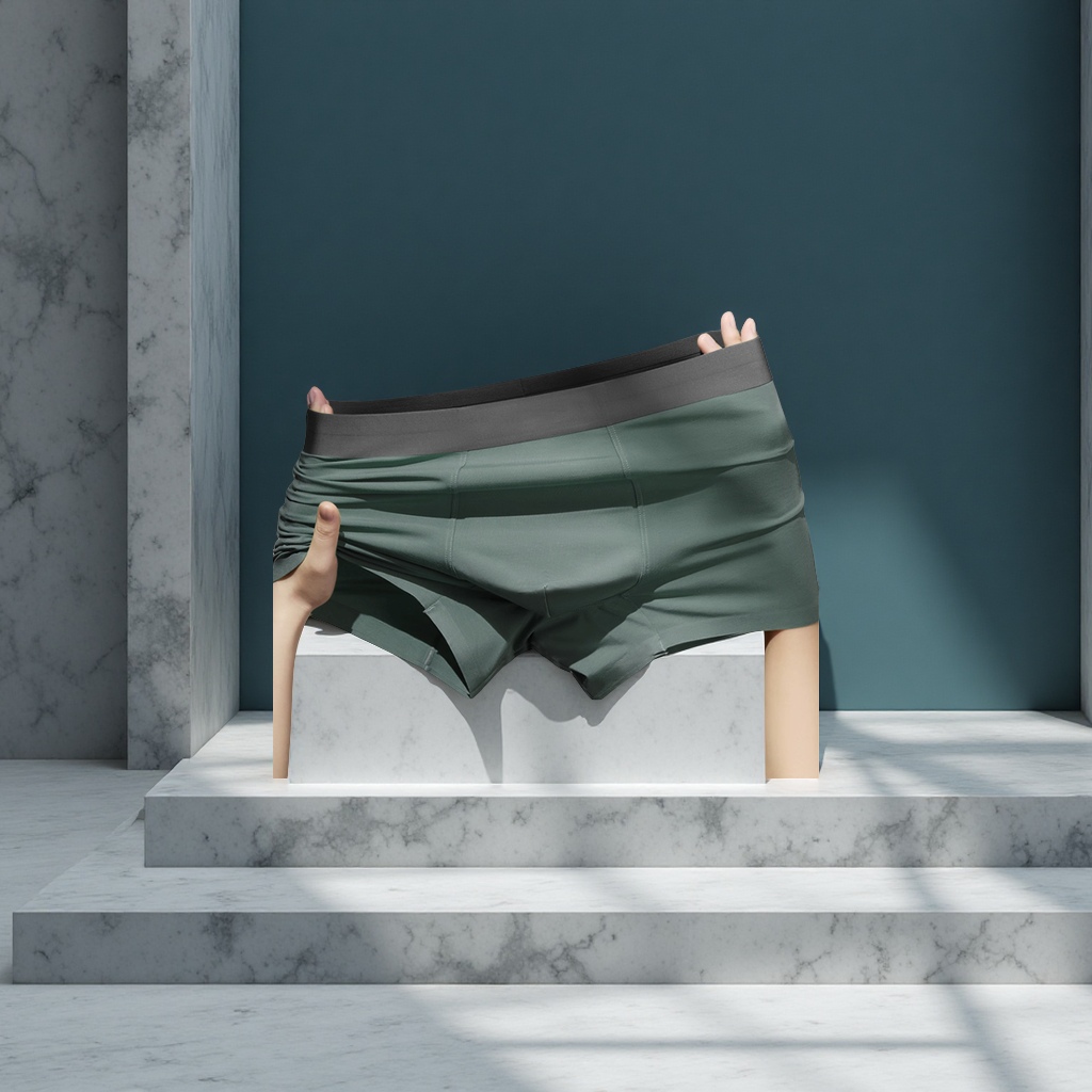 80S莫代尔男士内裤10A抑菌裆无痕透气薄款平角短裤艾草内裆四角男士内裤