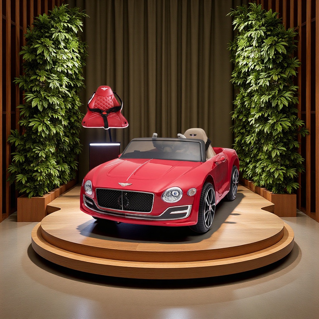 宾利儿童四轮四驱电动车男女孩带遥控可坐人宝宝玩具车适合小孩童趣汽车白底实物图