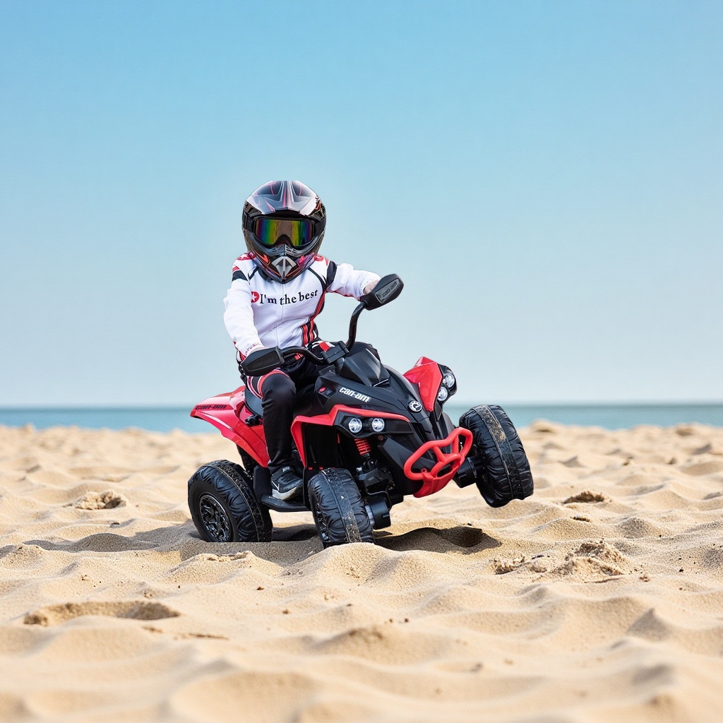 庞巴迪叛逆者儿童四轮电动车沙滩越野车男女宝宝玩具车适合小孩可坐人母婴用品童车