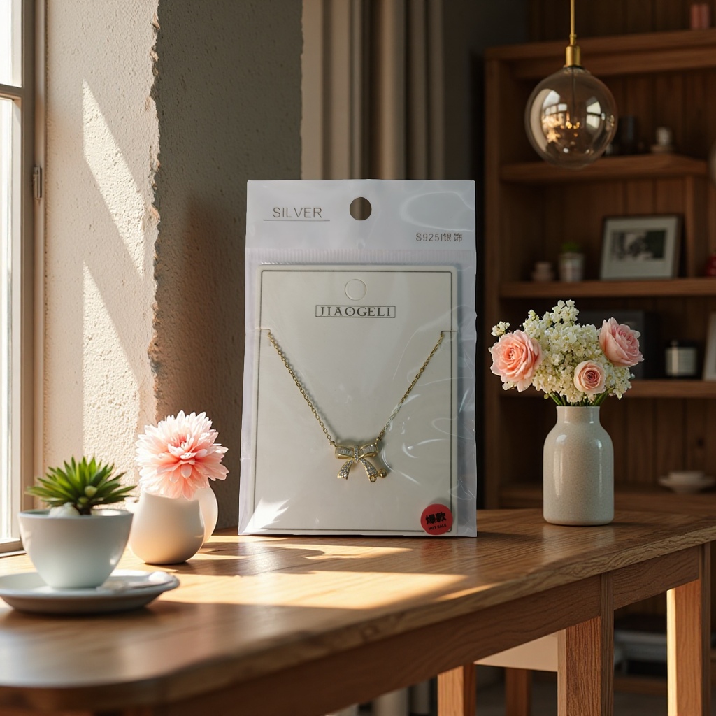 925银项链 时尚简约百搭女款长款镶钻吊坠饰品送礼品

