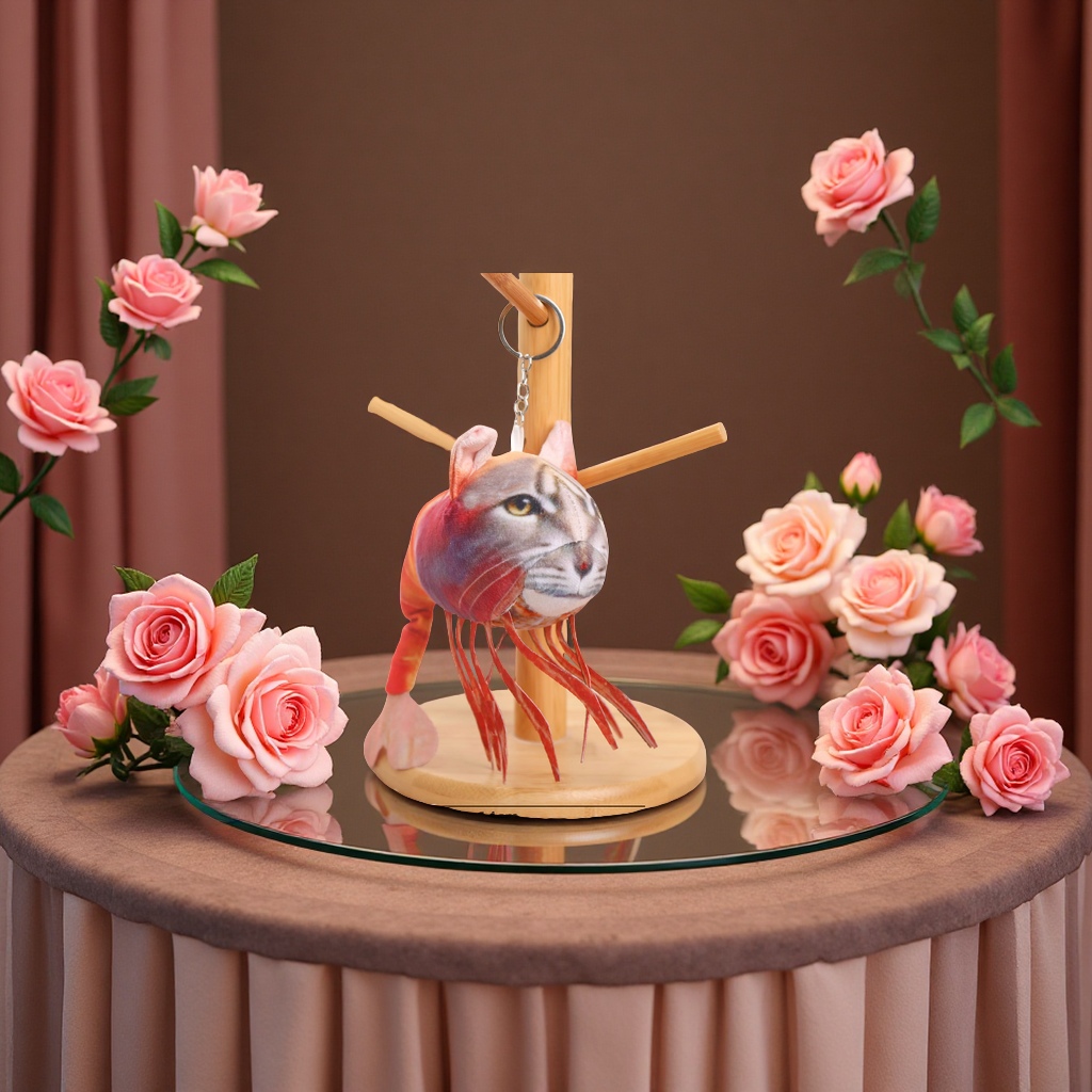 龙虾猫挂件毛绒玩具红色14CM可爱萌趣挂饰布艺摆件礼物赠品