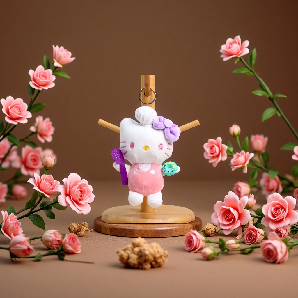 凯特猫厨师毛绒玩具15CM粉色黑色灰色蓝色白色深蓝色可爱布偶儿童礼物