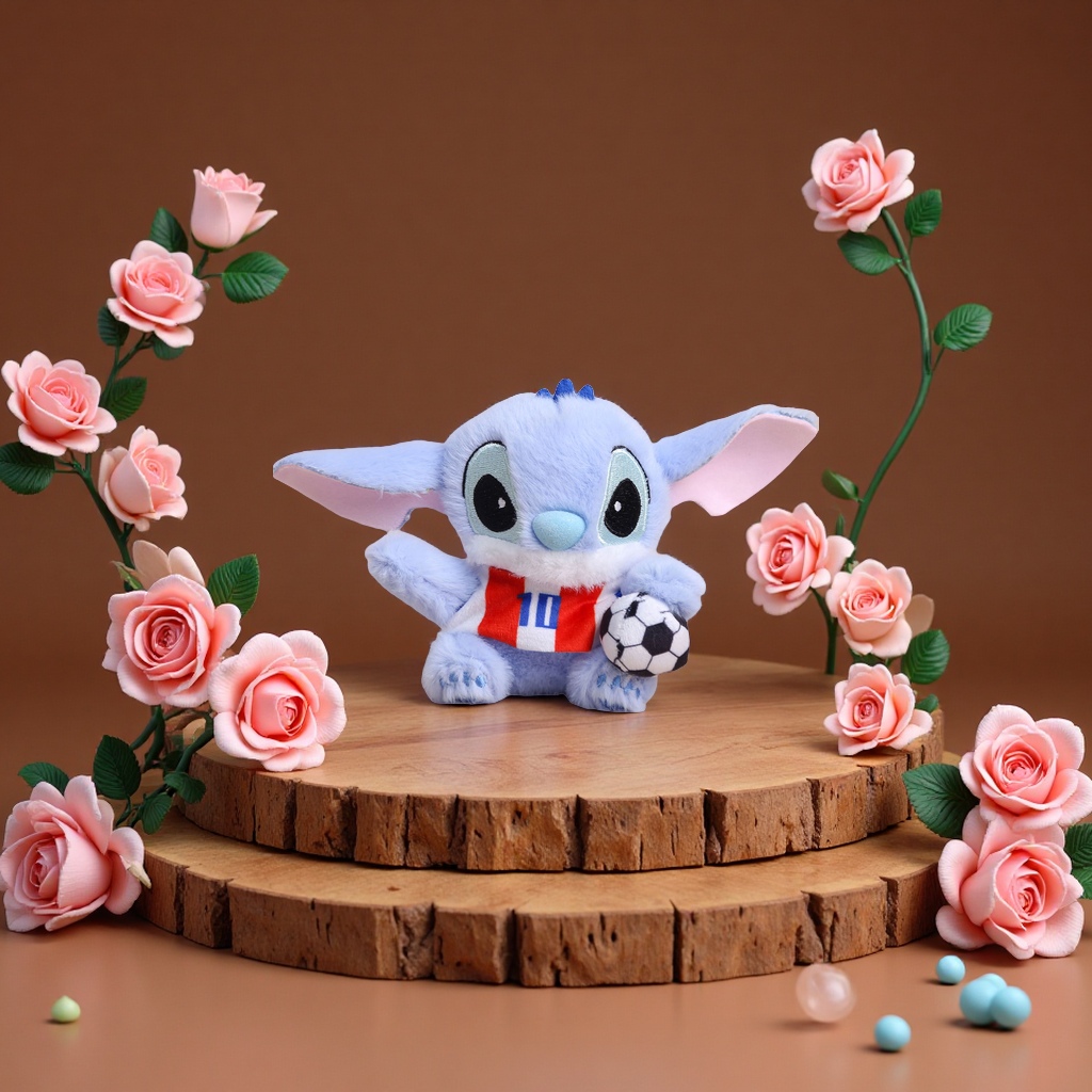 史迪仔抱篮球毛绒玩具12CM 蓝棕浅蓝棕蓝白浅蓝白款儿童玩偶软萌可爱礼物