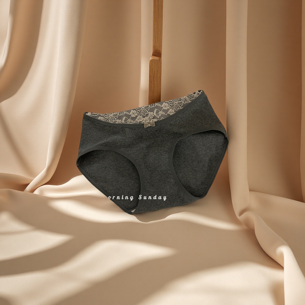 风语徘徊纯棉内裤女秋冬2025新款蕾丝边中腰纯欲舒适透气三角裤