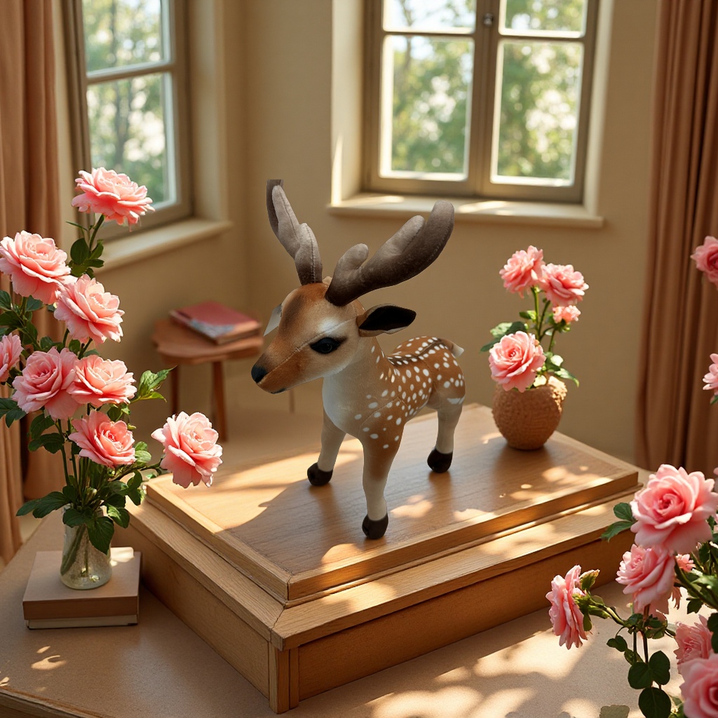 梅花鹿天然宠物玩具环保材质手工制作趣味动物模型礼品装饰品