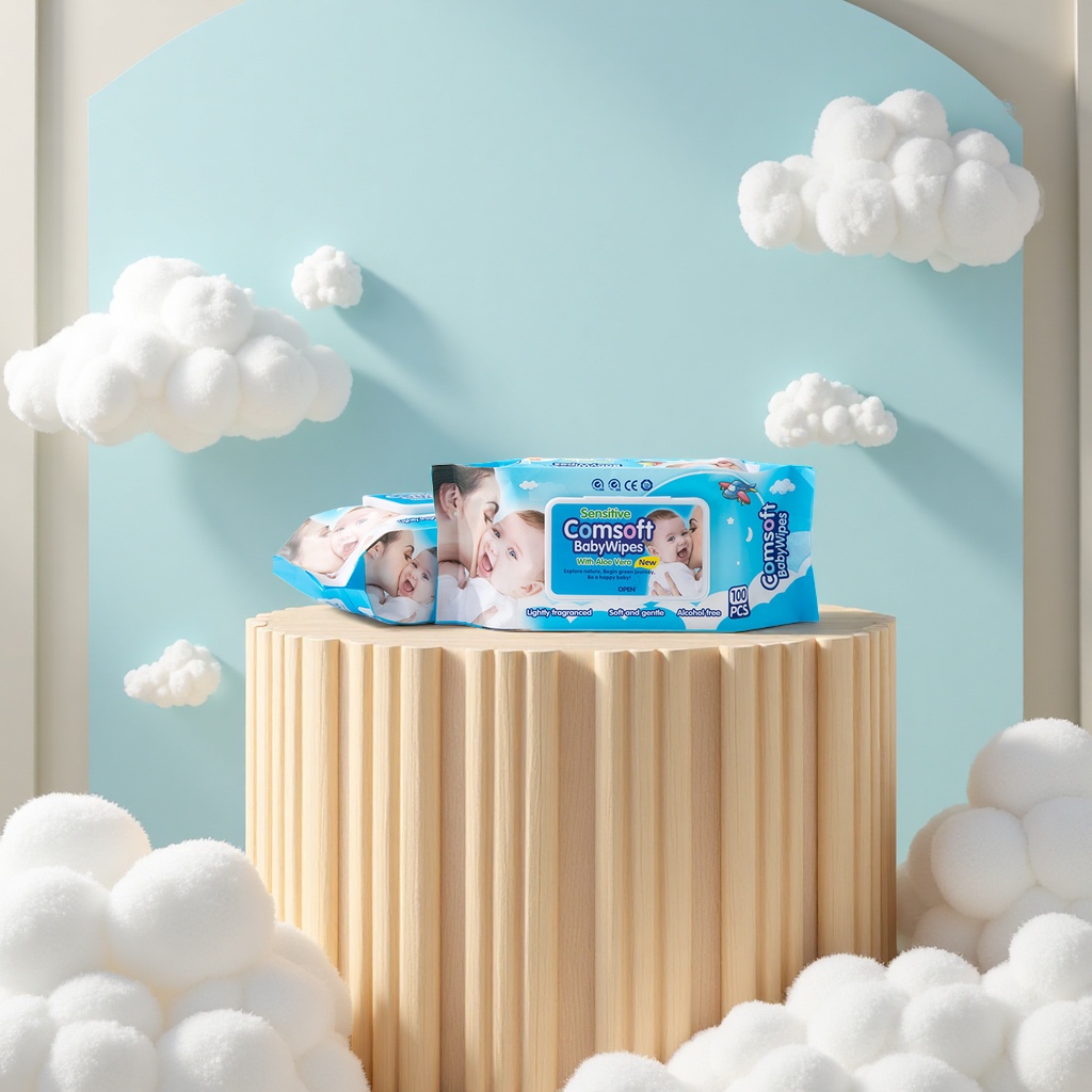 匡舒COMSOFT新生婴儿手口湿巾宝宝湿纸巾带盖100抽批发婴童用品