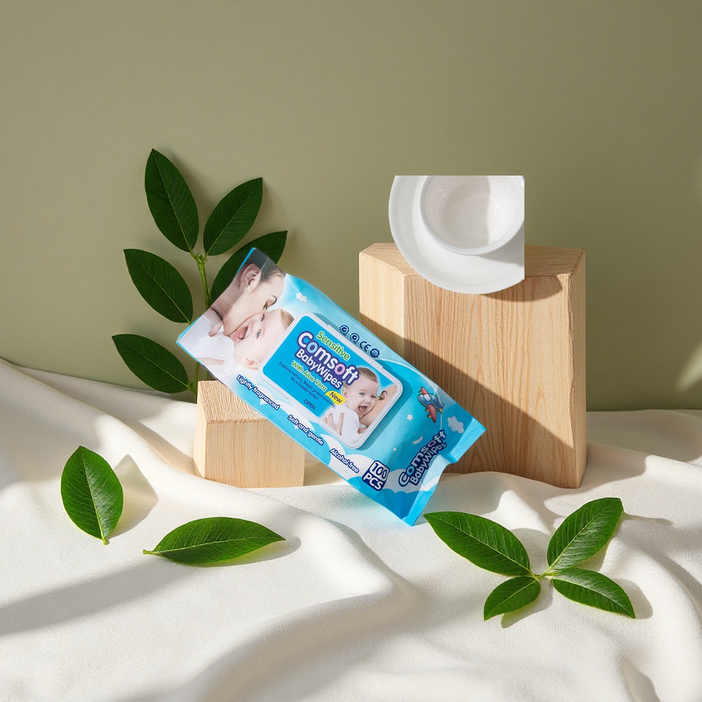 匡舒COMSOFT新生婴儿手口湿巾宝宝湿纸巾带盖100抽批发婴童用品产品图