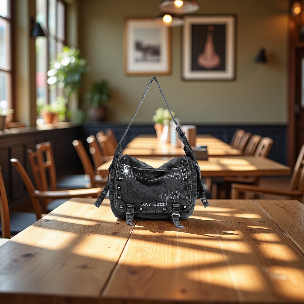 欧美跨境大容量辣妹托特包2025新款夏季复古水洗牛仔机车斜挎包女包潮流百搭