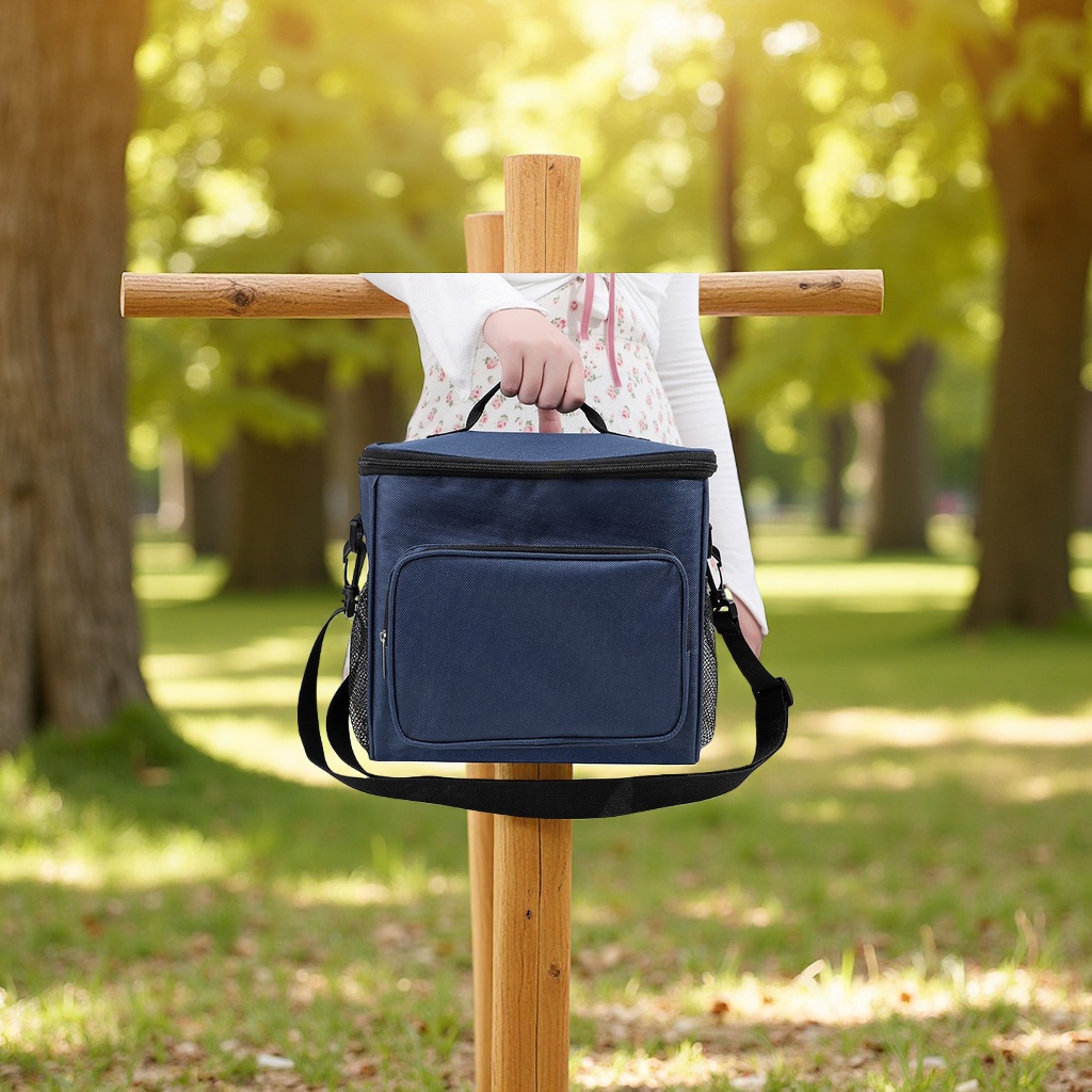 韩式纯色保温饭盒手提包大容量多功能冰包户外野餐包斜挎便携午餐包