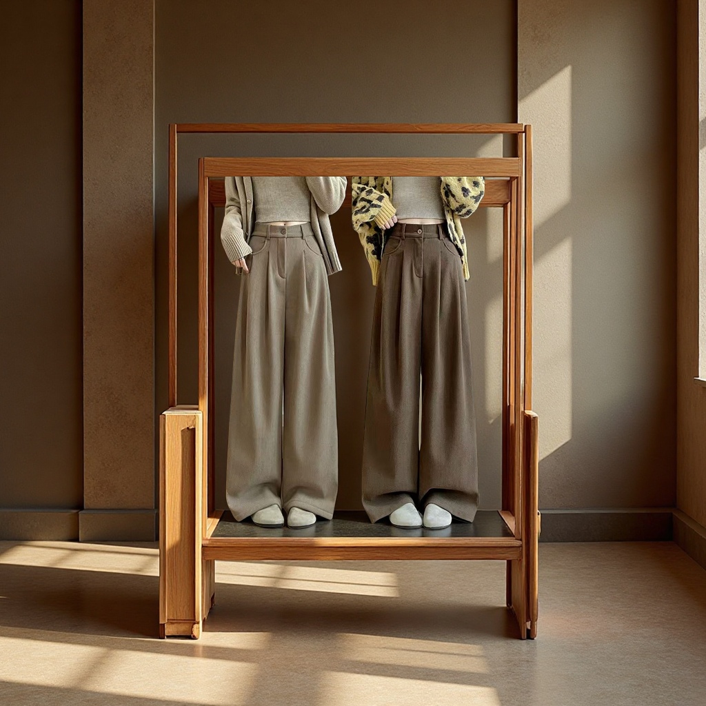 New corduroy suit pants for women in autumn and winter: high-waisted, slimming, casual, loose, straight-leg, fleece, petite wide-leg pants