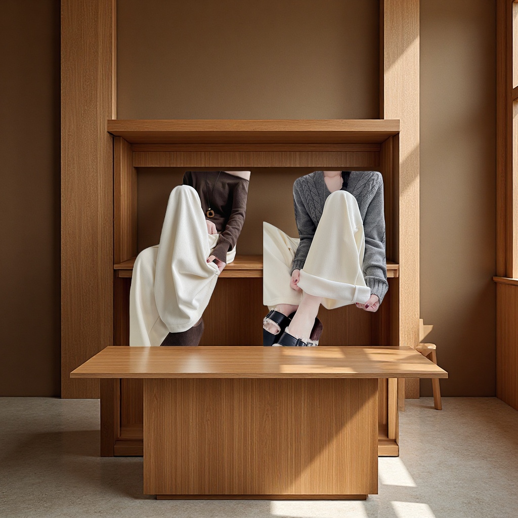 New corduroy suit pants for women in autumn and winter: high-waisted, slimming, casual, loose, straight-leg, fleece, petite wide-leg pants Specification image