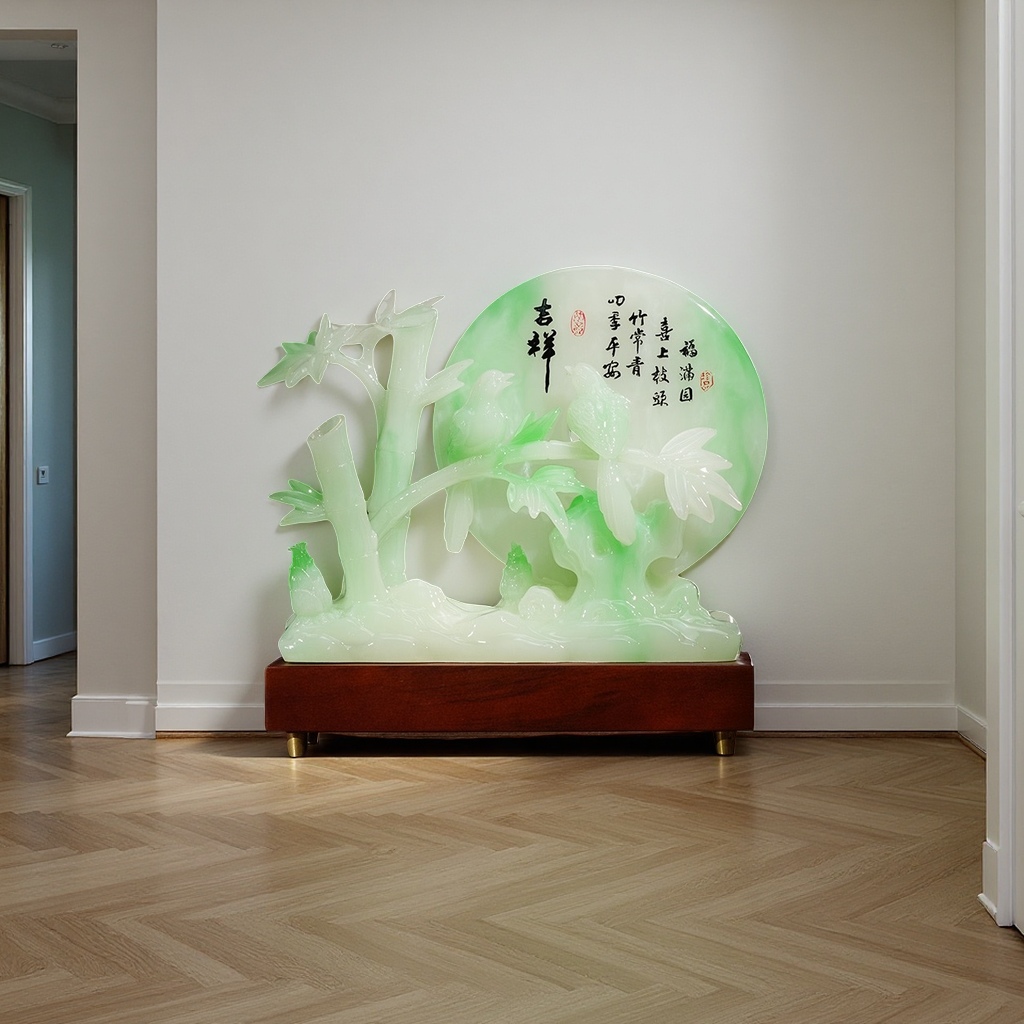 Jade handicrafts, bamboo announcements for peace and good fortune, hand-carved peace amulets, home decoration gifts Application Scenario