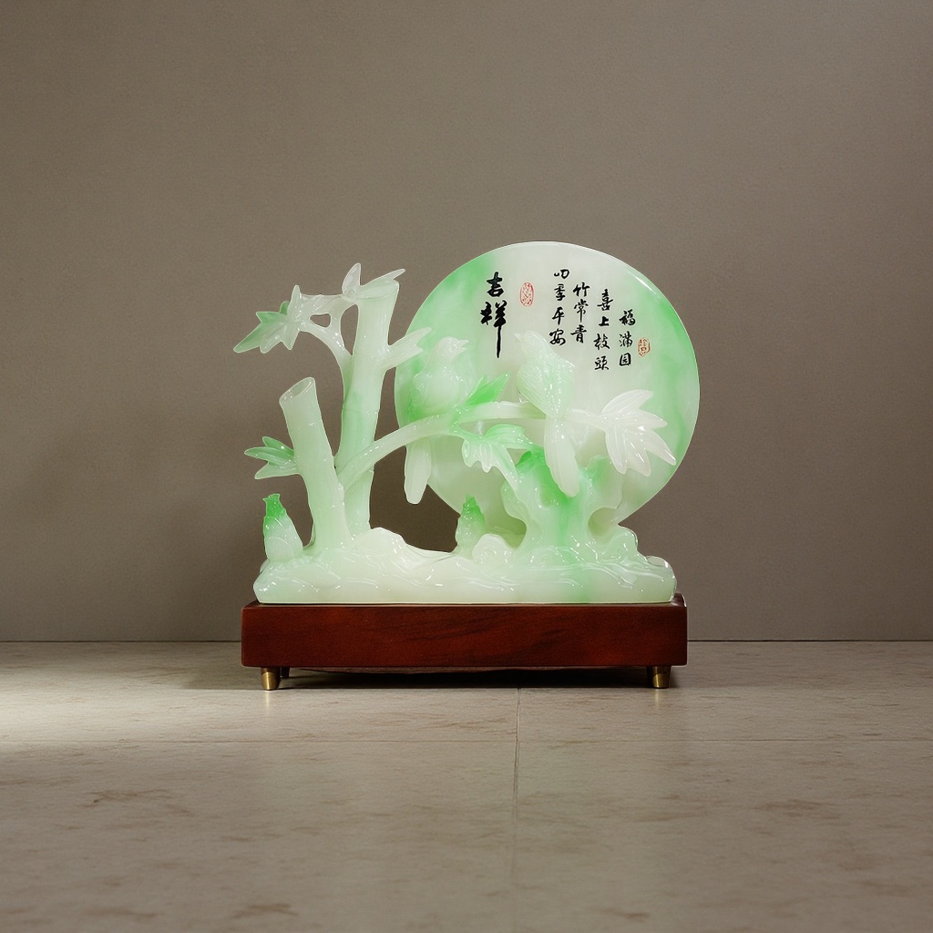 Jade handicrafts, bamboo announcements for peace and good fortune, hand-carved peace amulets, home decoration gifts Specification image