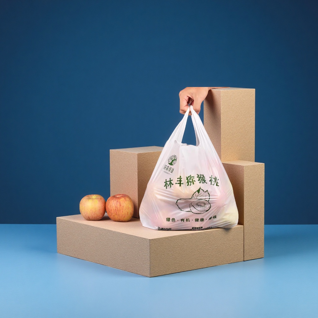 Supermarket fruit hand-held plastic bags, vest packaging bags, transparent packing bags, wholesale logo convenience shopping bags, plastic self-sealing bags Specification image