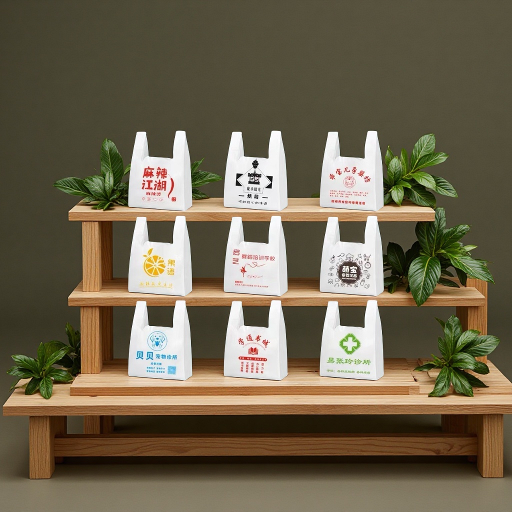 Bolsa de plástico personalizada con logotipo impreso bolsa de chaleco portátil bolsa de embalaje de alimentos bolsa de supermercado de cuatro dedos embalaje personalizado bolsa de comida de plástico Specification image