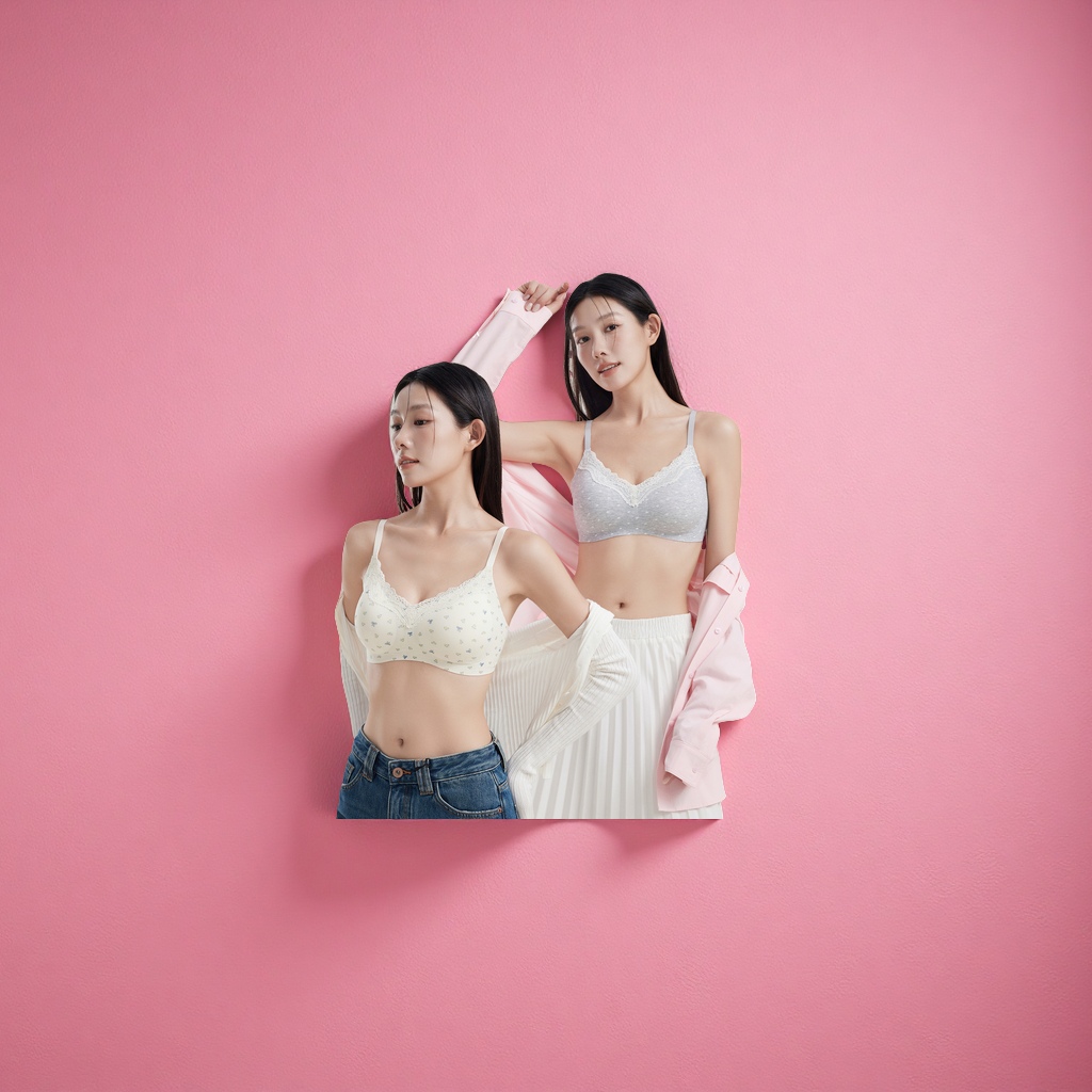 甜美少女感蕾丝印花边内衣内裤女聚拢无钢圈收副乳无痕文胸套装